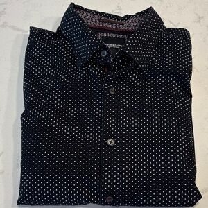 Denim & Flower Black Shirt with White Dots